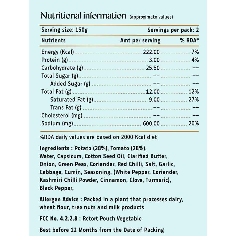 Hocco Mumbai Bhaji | Ready to Serve Curry