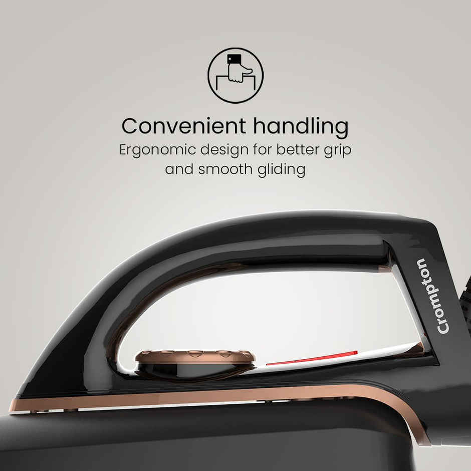 Crompton ACGEI-INSTAGLIDE 1000 W Dry Iron with NonStick Coating, Six Fabric Settings, Auto Cut off - BLACK AND BROWN