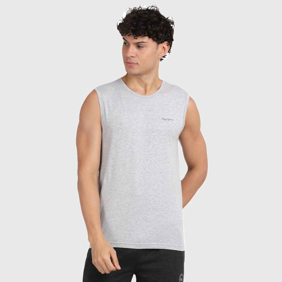 Pepe Jeans Men's Cotton Solid Tank Top | Lightweight and Soft | ATV02 | Grey - S