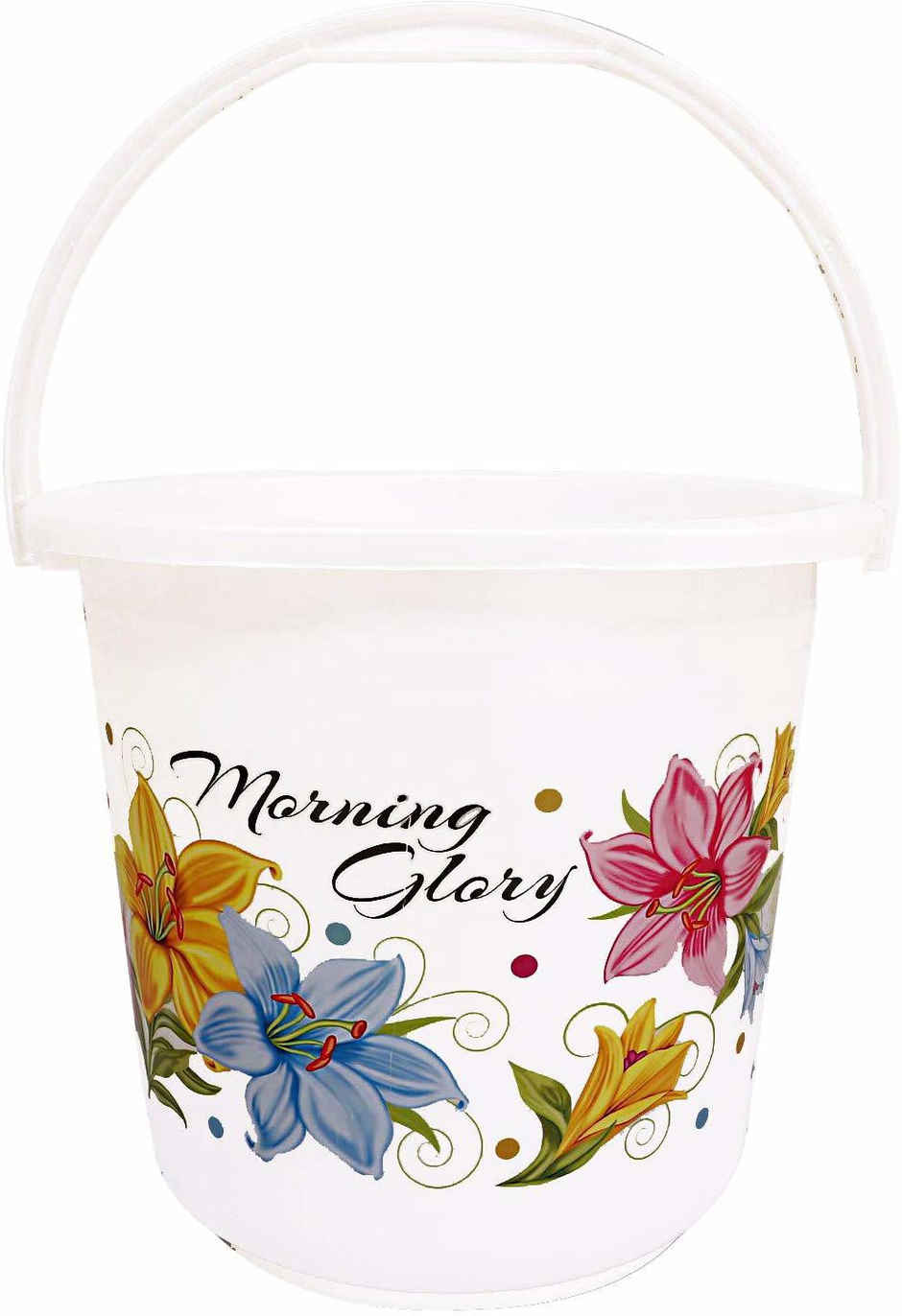 Kuber Industries Printed 2 Pieces Plastic Multipurpose Bathroom Bucket & Mug Set (White)