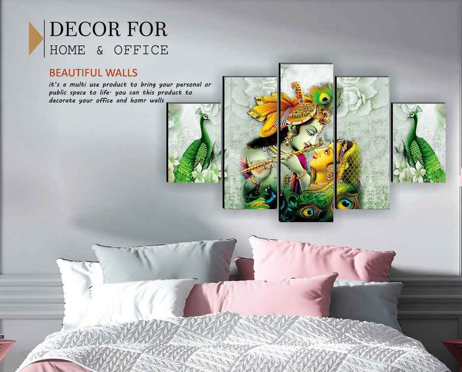 Saf Radha Krishna Religious Uv Textured Digital Reprint 18 Inch X 30 Inch (Without Frame,Pack Of 5)