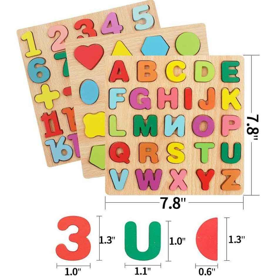 Storio 3-in-1 Wooden Puzzle Set | Early Learning Toddler Puzzles