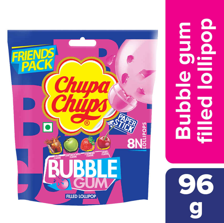 Chupa Chups Assorted Bubble Gum Filled Lollipop - Friends Pack