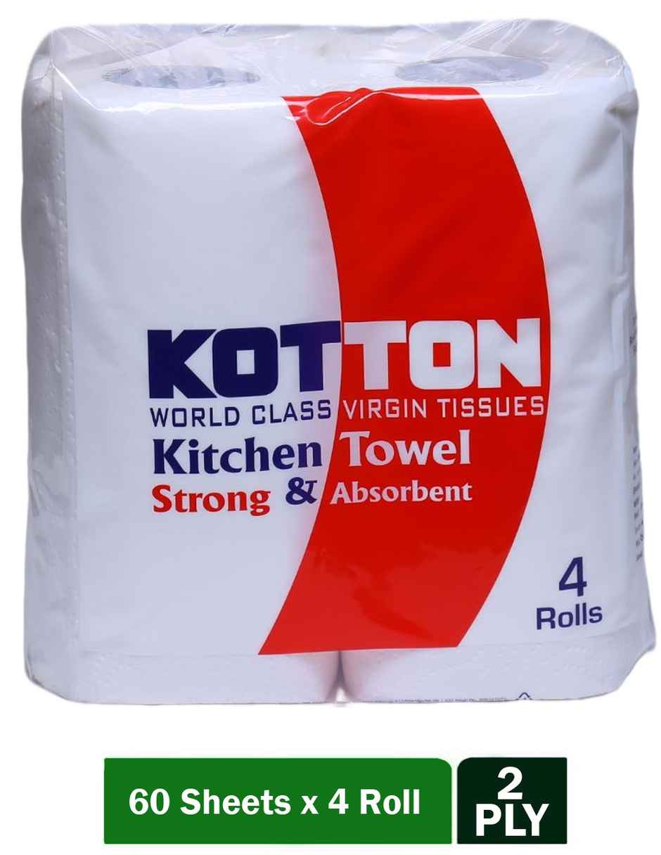 Buy Kotton Kitchen Towel 2 Ply - 100% Virgin Pulp/Paper, 60 Pulls Per ...