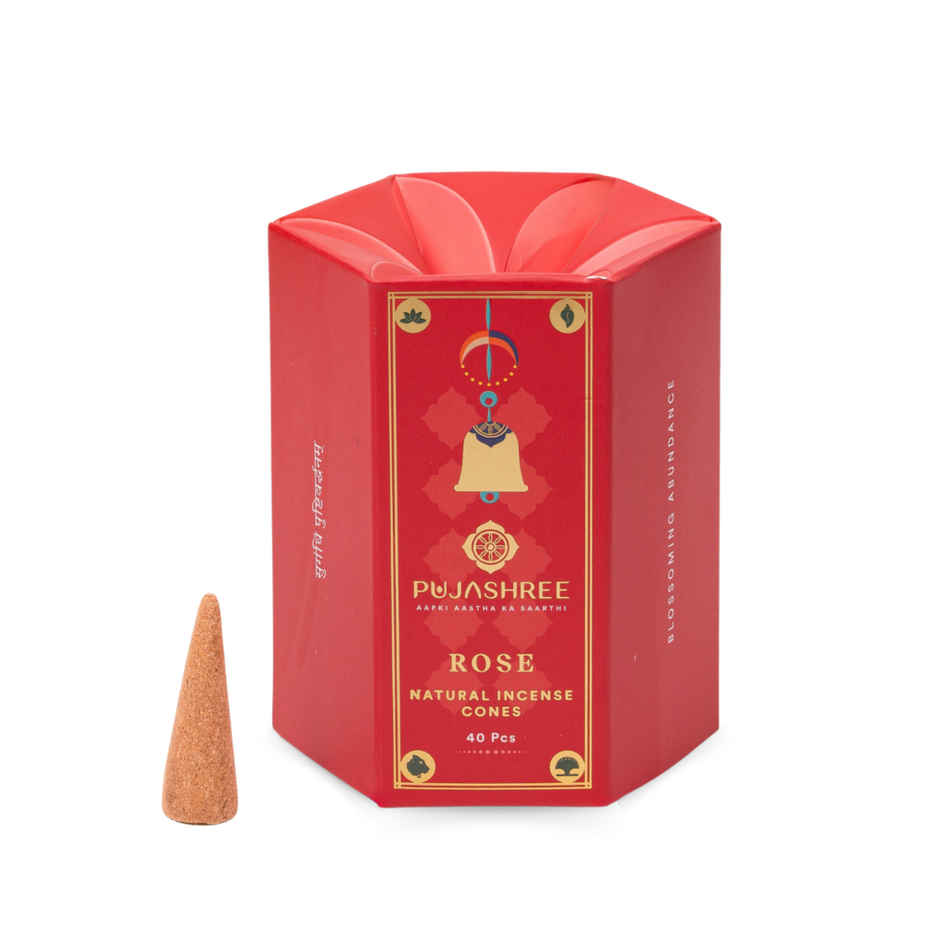 Pujashree Natural Incense Cones Rose | 2 inches