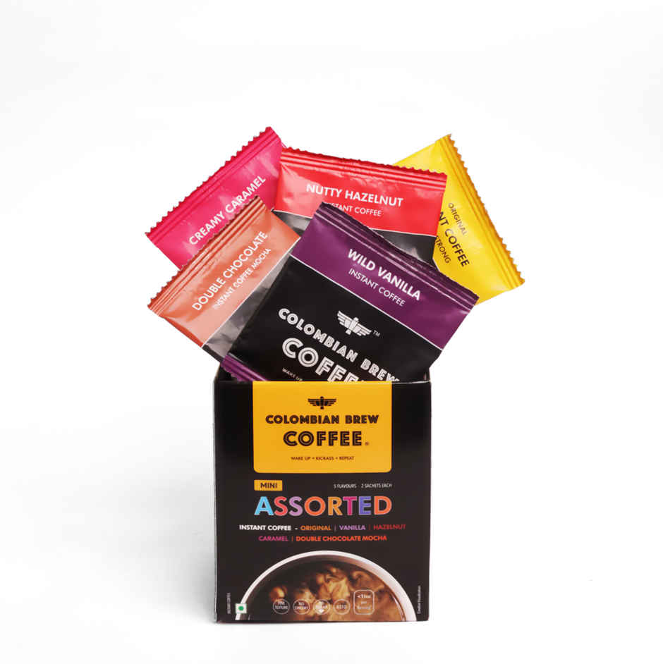Colombian Brew Mini Assorted Instant Coffee (Original, Hazelnut, Vanilla, Caramel, Mocha) | 10 Sachets