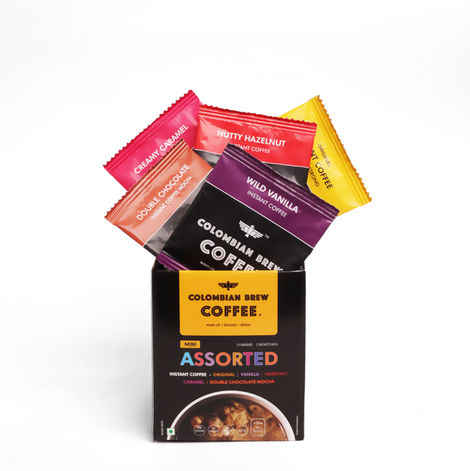 Colombian Brew Mini Assorted Instant Coffee (Original, Hazelnut, Vanilla, Caramel, Mocha) | 10 Sachets