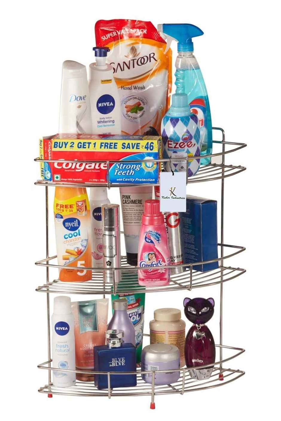 Kuber Industries Stainless Steel Storage Rack | Standard | Silver | Corner Shelf
