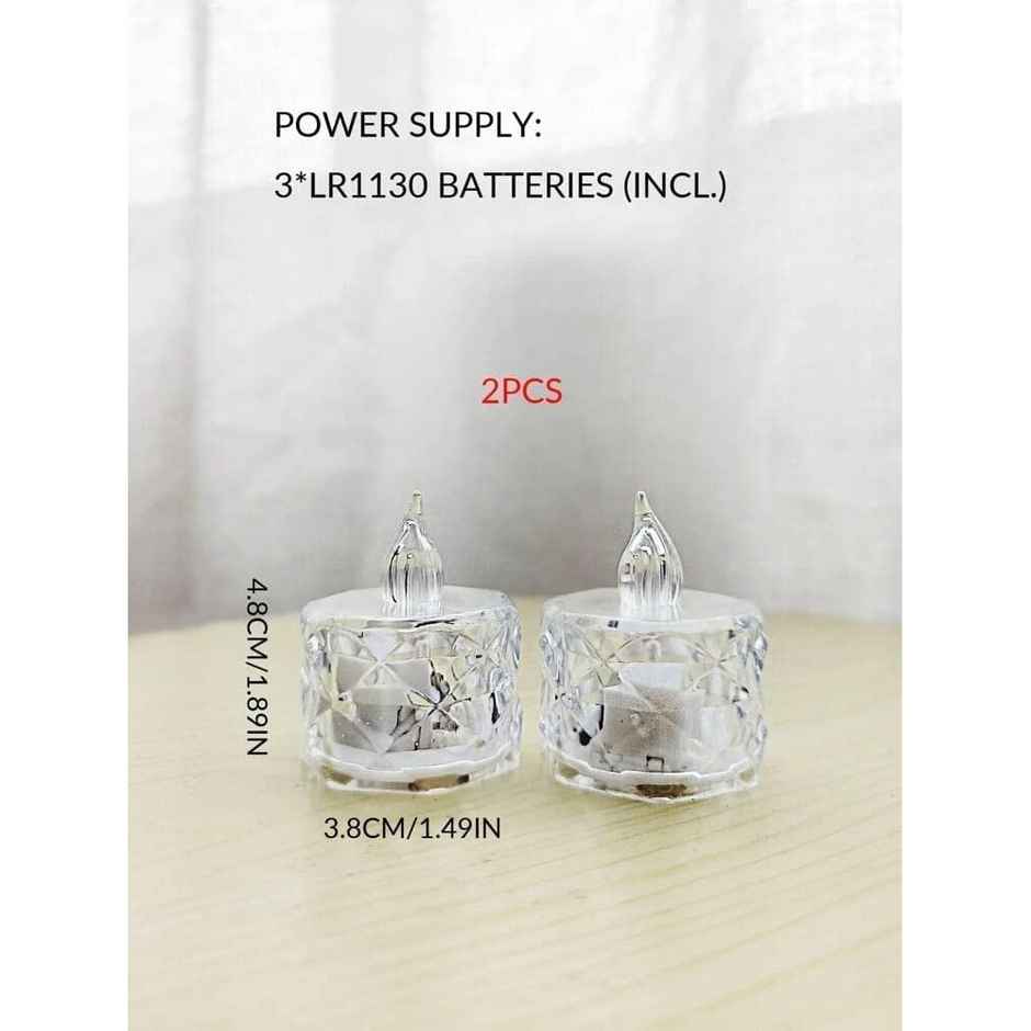 Perpetual LED Diya Candles | Electric Flameless Smokeless Lights | Pack of 12 | Crystal Design