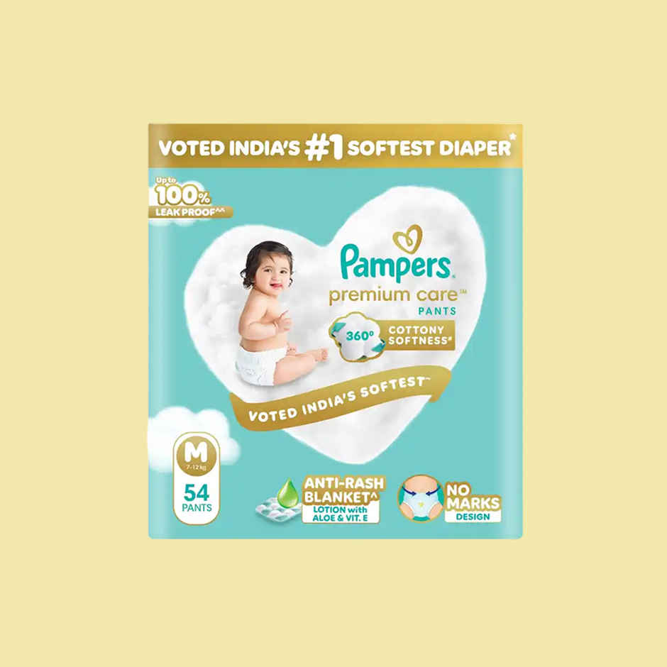 Pampers Premium Care Baby Diapers | Pant Style | M | 54 pcs Combo