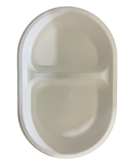 Vinay Trading 2 compartment Bagasse Tray Ideal For Starters/ Dips And Snacks