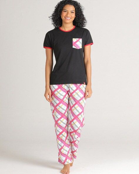 evolove Women's Pajama Set Black NPSKCBKW21 M5031-M