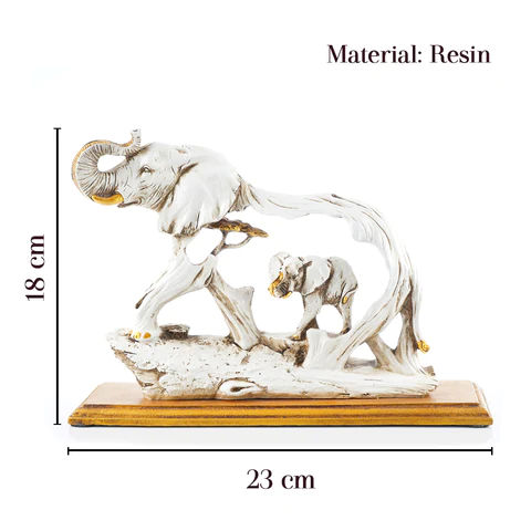The Artment Feng Shui Golden Elephant Showpiece with Wooden Base For Home Decor