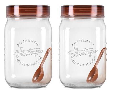 Milton Plastic Vintage Pet Jar Set Of 2, 1000 Ml Each, Transparent