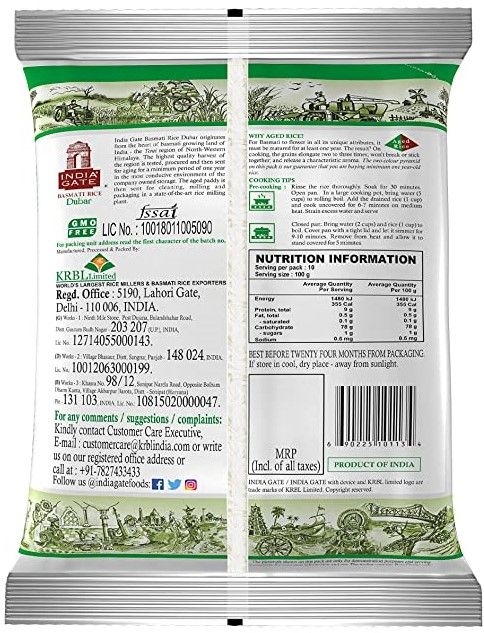 India Gate Flavourful and Fine Dubar Basmati Rice | Long and Slender Grains | Naturally Aged 1 kg Combo