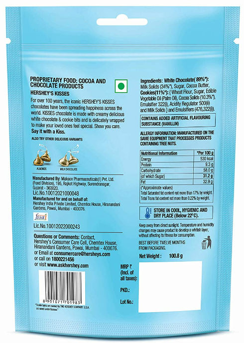 Hershey's Cookies N Creme Chocolate Share Bag 100 g Combo