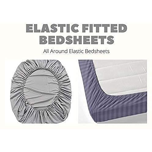 Swadeshi Style Premium Cotton Elastic Fitted Bedsheets with 2 Pillow Covers
