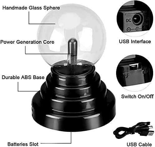 Hashwow Modern Adjustable Rechargeable Led Plasma Table Lamp (Black)