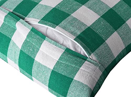 Lushomes Cotton Cushion Covers - Green White Checks | 18 x 18 inch | 4 pcs