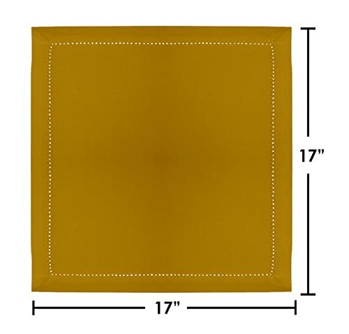 Lushomes Dinner Napkins - Mustard Yellow | Folding with Hole Stitch | 17 x 17 inch