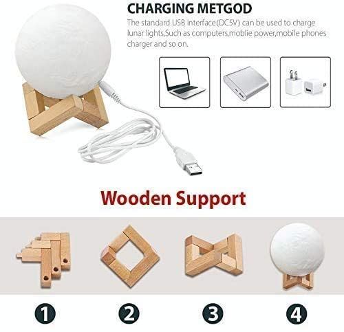 DesiDiya 3D Moon Lamp - Multicolor | Rechargeable
