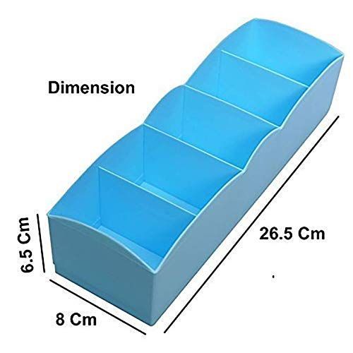Go Hooked 5 Grid Plastic Storage Box Drawer Organizer | Set Of 4 | Multicolor