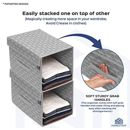 Homestrap Set Of 2 Clothes Stacker With Lid For Wardrobe