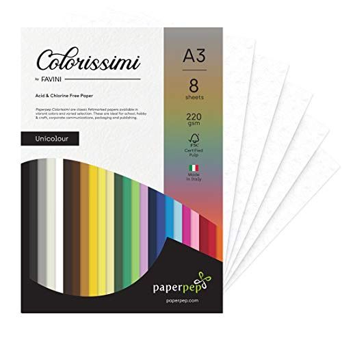 Paperpep Colorissimi 220Gsm Card Stock A3 Bianco (White) Unicolor 8 Sheets