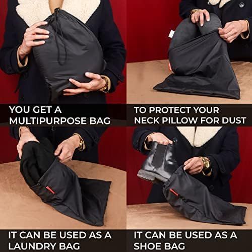 Trajectory Unisex Solid Polyester Neck Pillow with Eye Mask | Black - One Size
