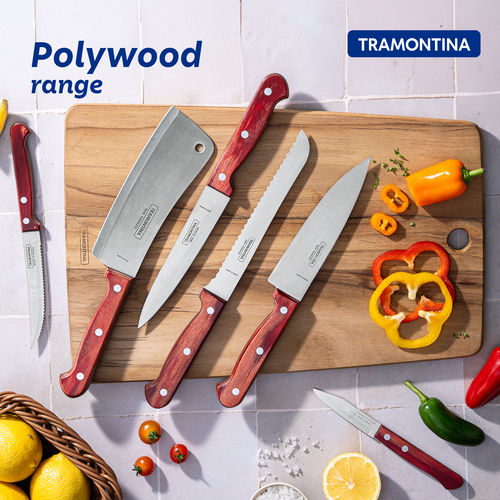 Tramontina Polywood Stainless Steel Chef Knife Chaku,15 cm 6" | Straight Edge Knife