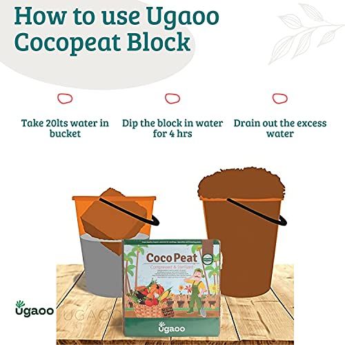 Ugaoo Vermicompost For Plants - Organic Fertilizer & Manure(1kg) & Ugaoo Cocopeat Block For Home Garden Plants(1kg) Combo