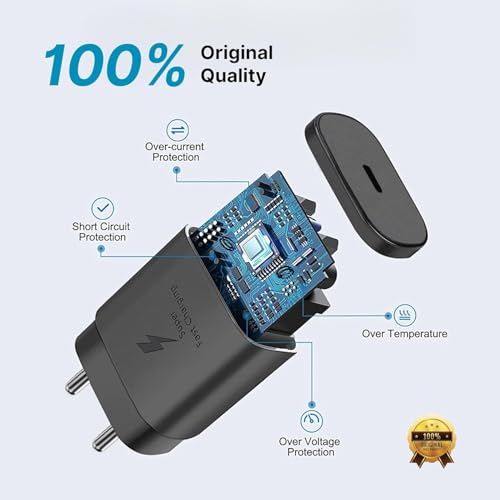Sounce 25W Type-C Travel Adapter and USB-C Cable Combo | Super Fast Charging PD Adapter | Black