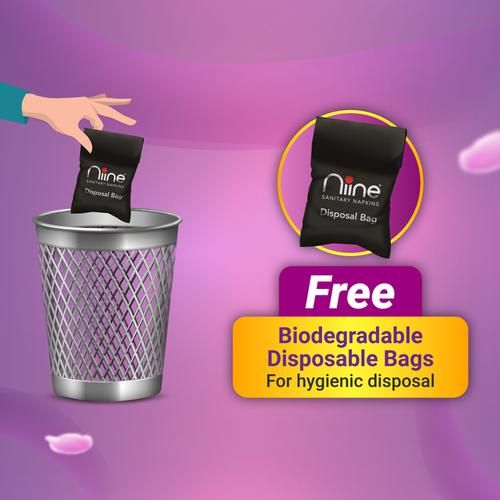 Niine Dry Comfort Ultra Thin Sanitary Pads - XL (320 Mm) | With Free Biodegradable Bags 15 pc Combo