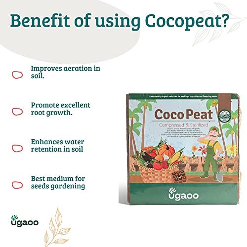 Ugaoo Vermicompost For Plants - Organic Fertilizer & Manure(1kg) & Ugaoo Cocopeat Block For Home Garden Plants(1kg) Combo