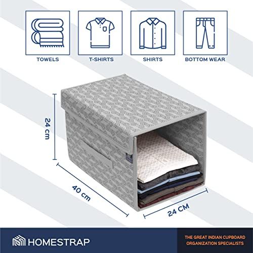 Homestrap Set Of 2 Clothes Stacker With Lid For Wardrobe