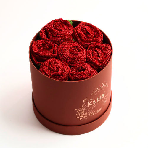 The Kalaa Store Handcrafted Crochet Roses Flower Box
