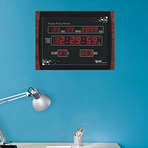 Ajanta Quartz Digital Red LED Wall Clock - OLC-105 | 39.6 x 29.6 x 3.5 cm | Plastic