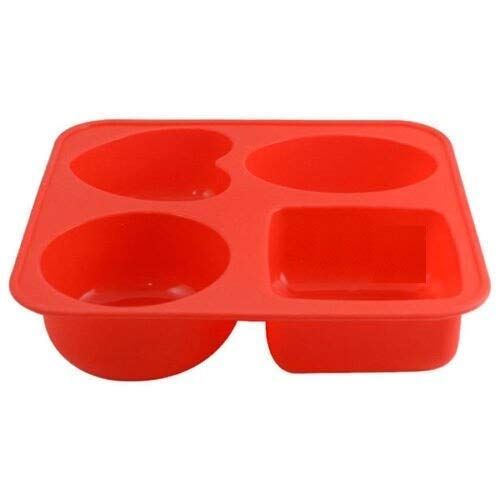 Capsicum Silicone 4 Cavity Circle Square Oval Heart (4 in 1) Shape Mould (Multi Color)