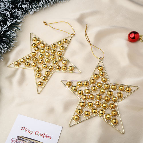 Urban Born Set Of 2 Metal Christmas Star Hanging Ornament For Christmas Decor