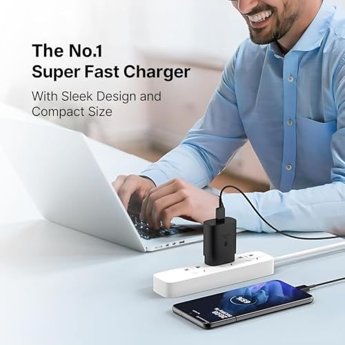 Sounce 25W Type-C Travel Adapter and USB-C Cable Combo | Super Fast Charging PD Adapter | Black