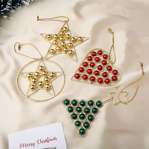 Urban Born Pack Of 4 Assorted Christmas Hanging Ornaments