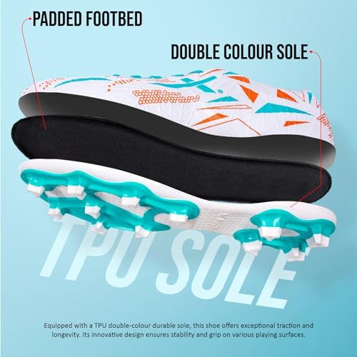 Vector X Trigger Football Shoe Studs Double Colored High Strength For Men | White- Sea Green Size-9