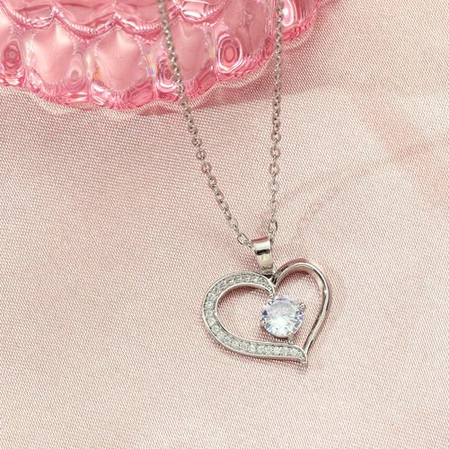 Salty Sophisticated Stone Heart Necklace Pendant for Women and Girls| Anti-Tarnish | Silver