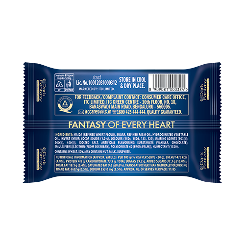 Sunfeast Dark Fantasy Vanilla Cream Dark Crunchy Biscuits | Artificial Colour-free