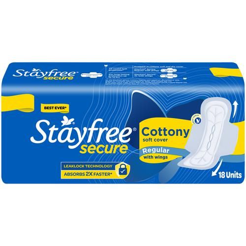 Stayfree Secure  Sanitary Pads - Regular 18 pc Combo