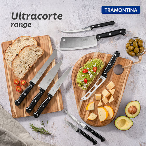 Tramontina Ultracorte Stainless Steel Chef Knife Chaku,15 Cm 5.9 Inch |Plain Edge | Black