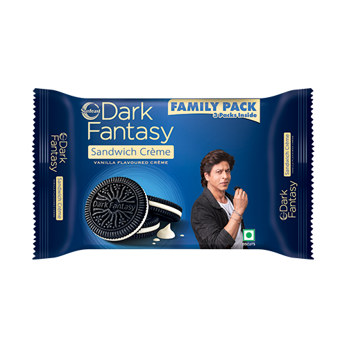 Sunfeast Dark Fantasy Vanilla Cream Dark Crunchy Biscuits | Artificial Colour-free