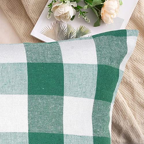 Lushomes Cotton Cushion Covers - Green White Checks | 18 x 18 inch | 4 pcs