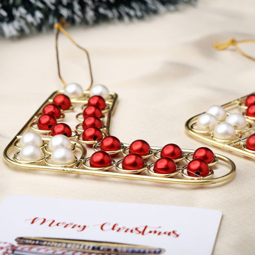 Urban Born Set Of 2 Metal Christmas Socks Hanging Ornament For Christmas Decor