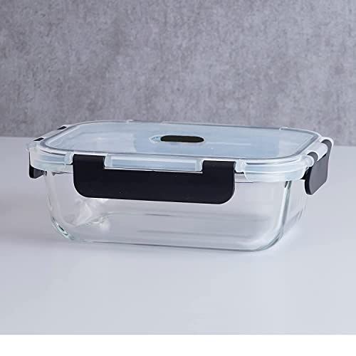 Femora Borosilicate Glass Microwave Safe Rectangle Container With Break Free Lid | 400 ml
